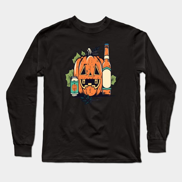 Pumpkin Beer - Halloween Long Sleeve T-Shirt by ArtfulDesign